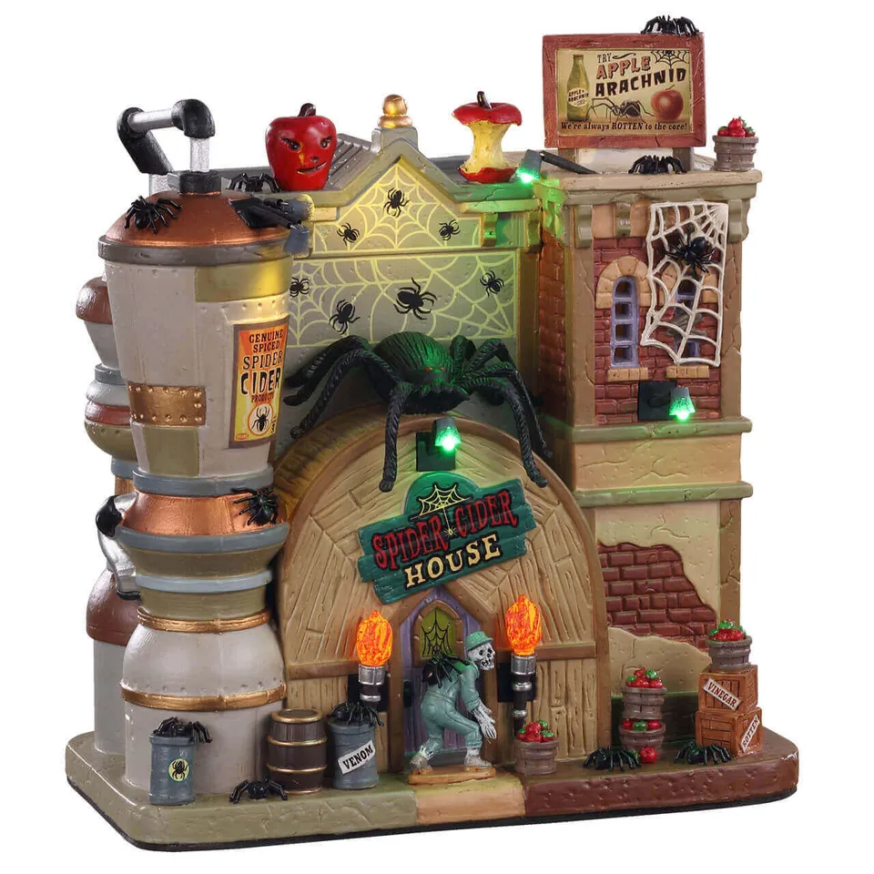 lemax-spider-cider-house-b-timent-spooky-town-lumineux-araign-es image 1