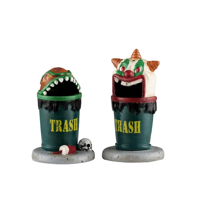 lemax-terrifying-trash-cans-figurine-poubelles-hant-es-spooky-town image 1