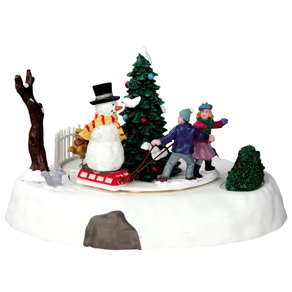lemax-one-of-the-gang-enfants-et-bonhomme-de-neige-anim image 1