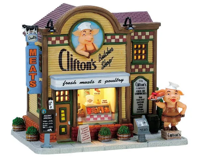 lemax-clifton-s-butcher-shop-boucherie-miniature-lumineuse image 1