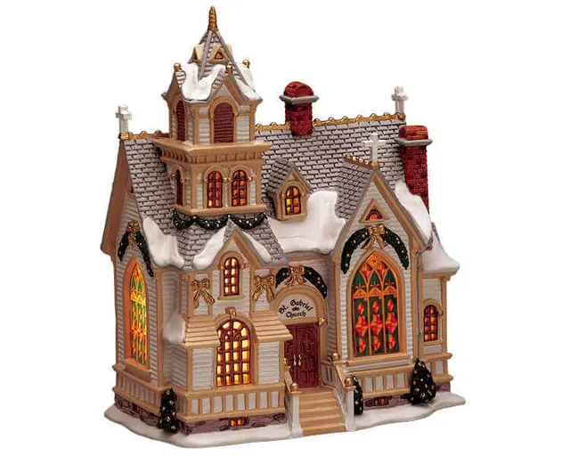 lemax-st-gabriel-church-glise-miniature-lumineuse image 1