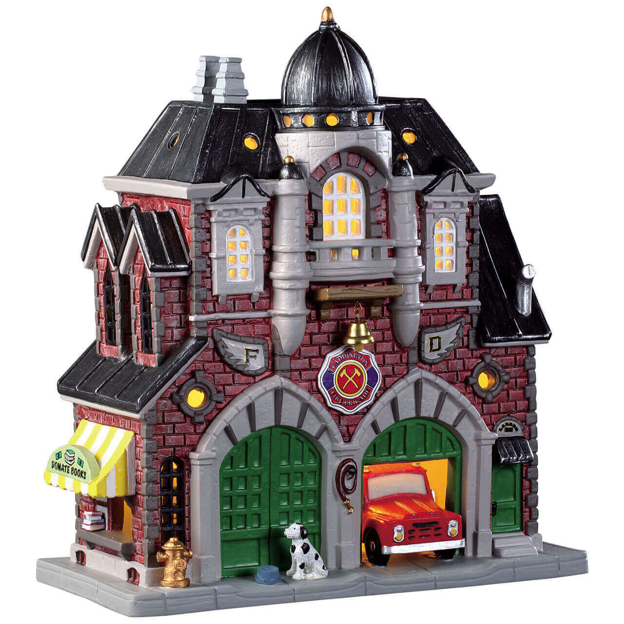 lemax-caddington-fire-brigade-b-timent-miniature-pompiers-lumineux image 1