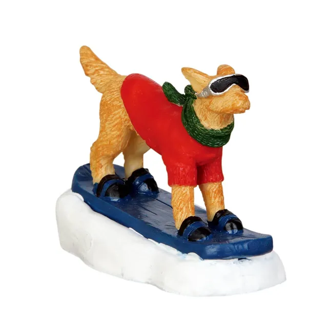 lemax-snowboarding-dog-figurine-chien-en-snowboard-vail-village image 1