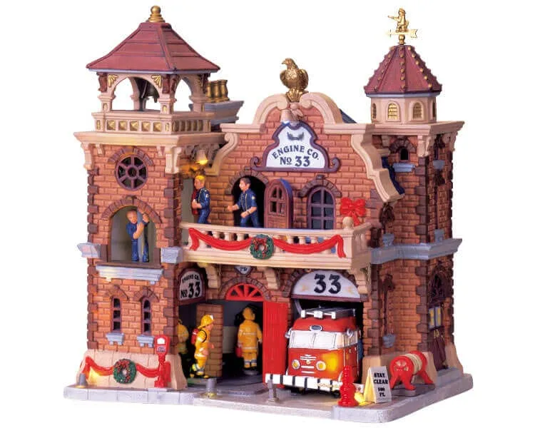 lemax-engine-co-no-33-caserne-pompiers-village-miniature-lumineuse image 1