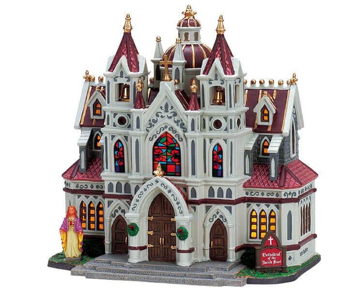 lemax-cathedral-of-the-sacred-heart-glise-miniature-lumineuse-village-de-no-l image 1