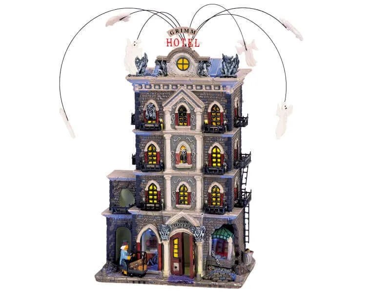 lemax-spooky-town-grimm-hotel-b-timent-hant-lumineux image 1