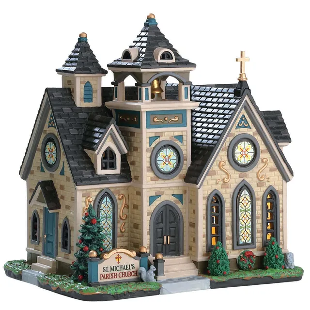 lemax-st-michael-s-parish-church-glise-miniature-lumineuse image 1