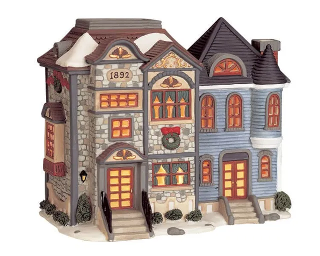lemax-row-houses-lot-maisons-village-miniature-lumineux image 1
