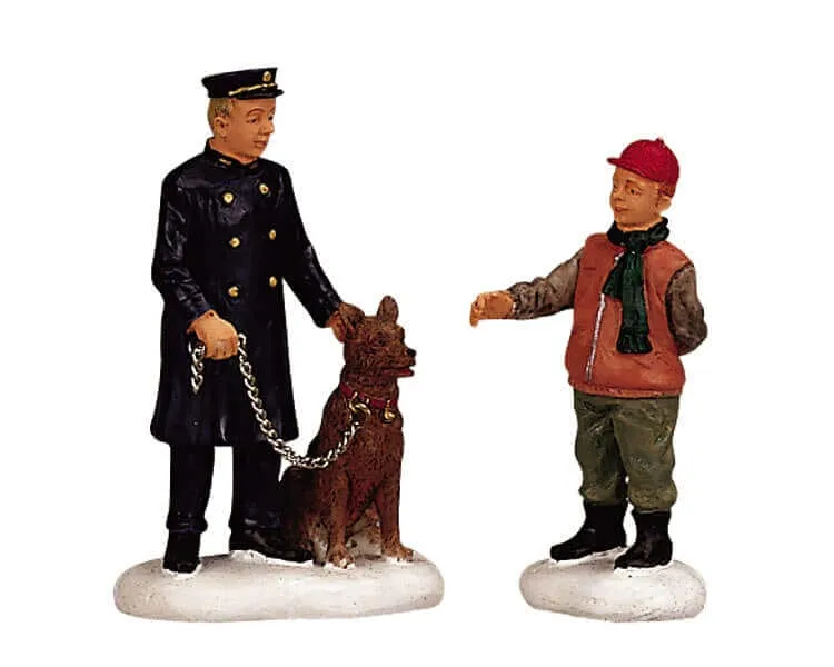 lemax-policeman-and-friend-figurines-village-de-no-l image 1