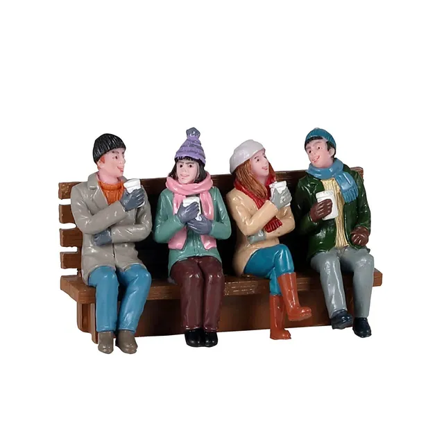 lemax-coffee-and-friends-figurine-4-personnages-sur-banc image 1