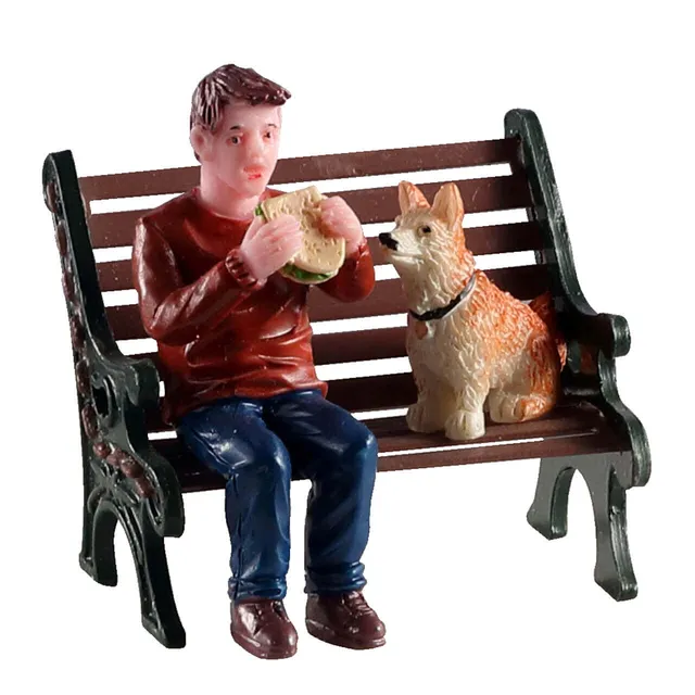 lemax-lunchbreak-buddy-figurine-miniature-gar-on-et-chien-sur-banc image 1