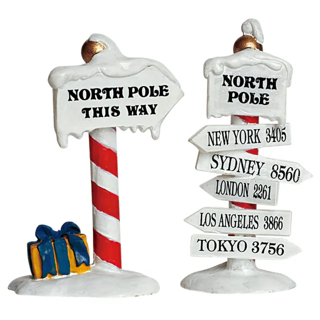 lemax-north-pole-signs-lot-de-2-panneaux-p-le-nord-miniatures image 1