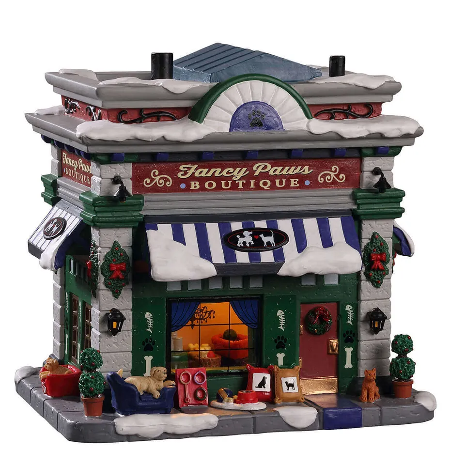 lemax-fancy-paws-boutique-animalerie-miniature-lumineuse-village-de-no-l image 1