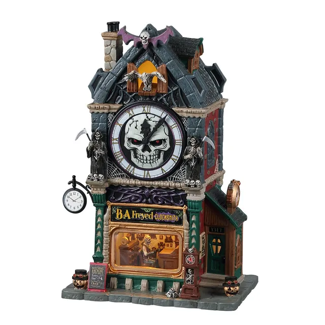 lemax-b-a-freyed-clocksmith-maison-horloger-spooky-town-lumineuse image 1