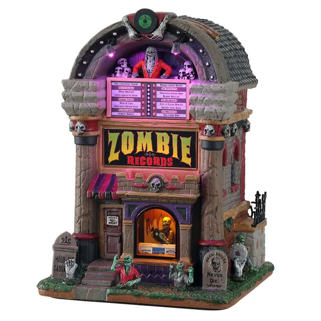 lemax-zombie-records-jukebox-hant-lumineux-spooky-town image 1