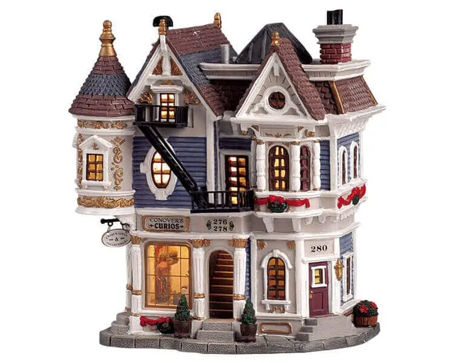 lemax-row-house-apartment-curio-shop-b-timent-miniature image 1