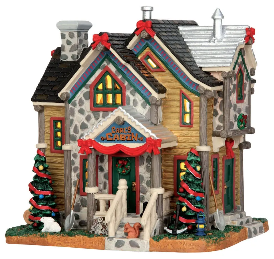 lemax-carl-s-cabin-maison-de-village-miniature-lumineuse image 1