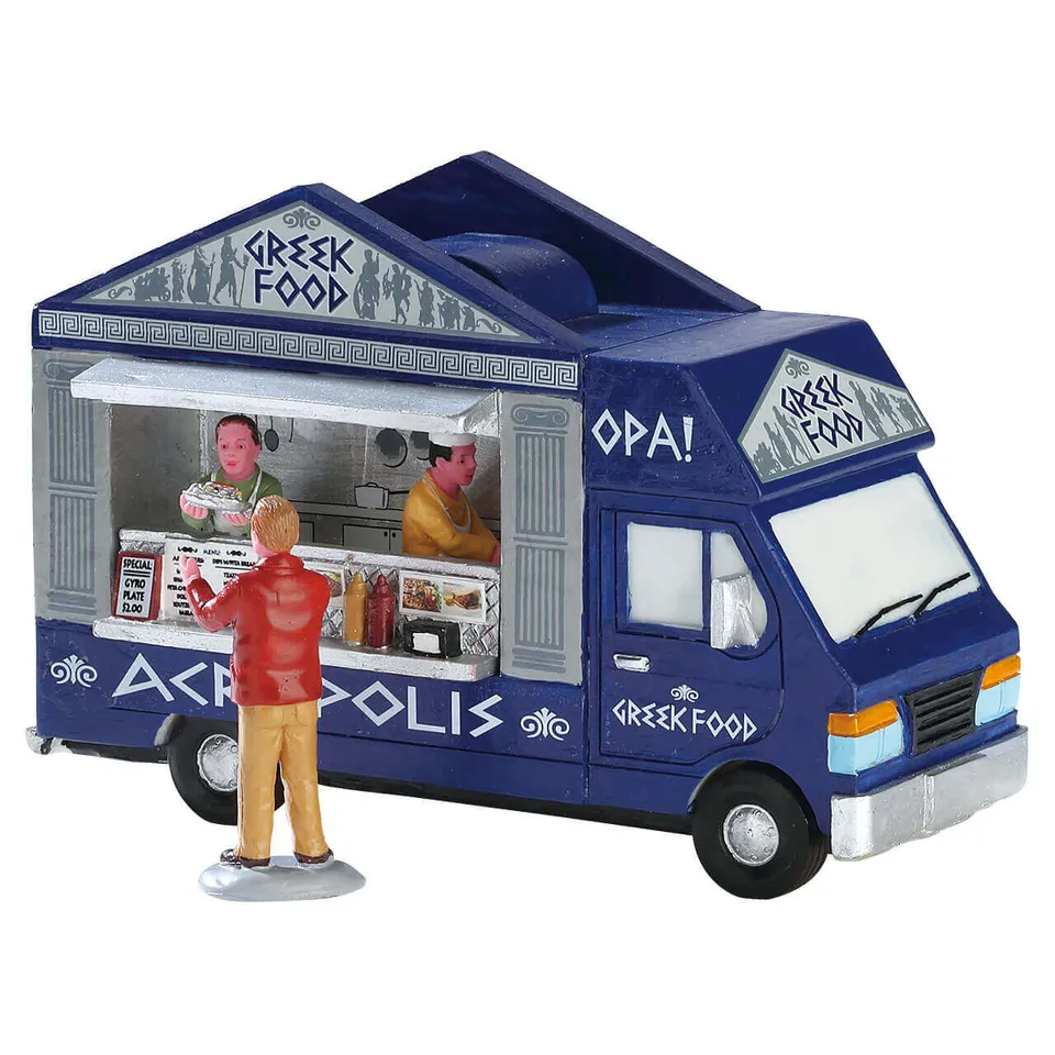lemax-greek-food-truck-set-de-2-boutique-roulante-village-de-no-l-miniature image 1