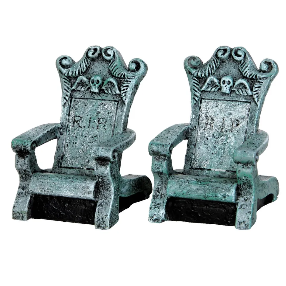 lemax-tombstone-chairs-set-of-2-accessoires-spooky-town image 1
