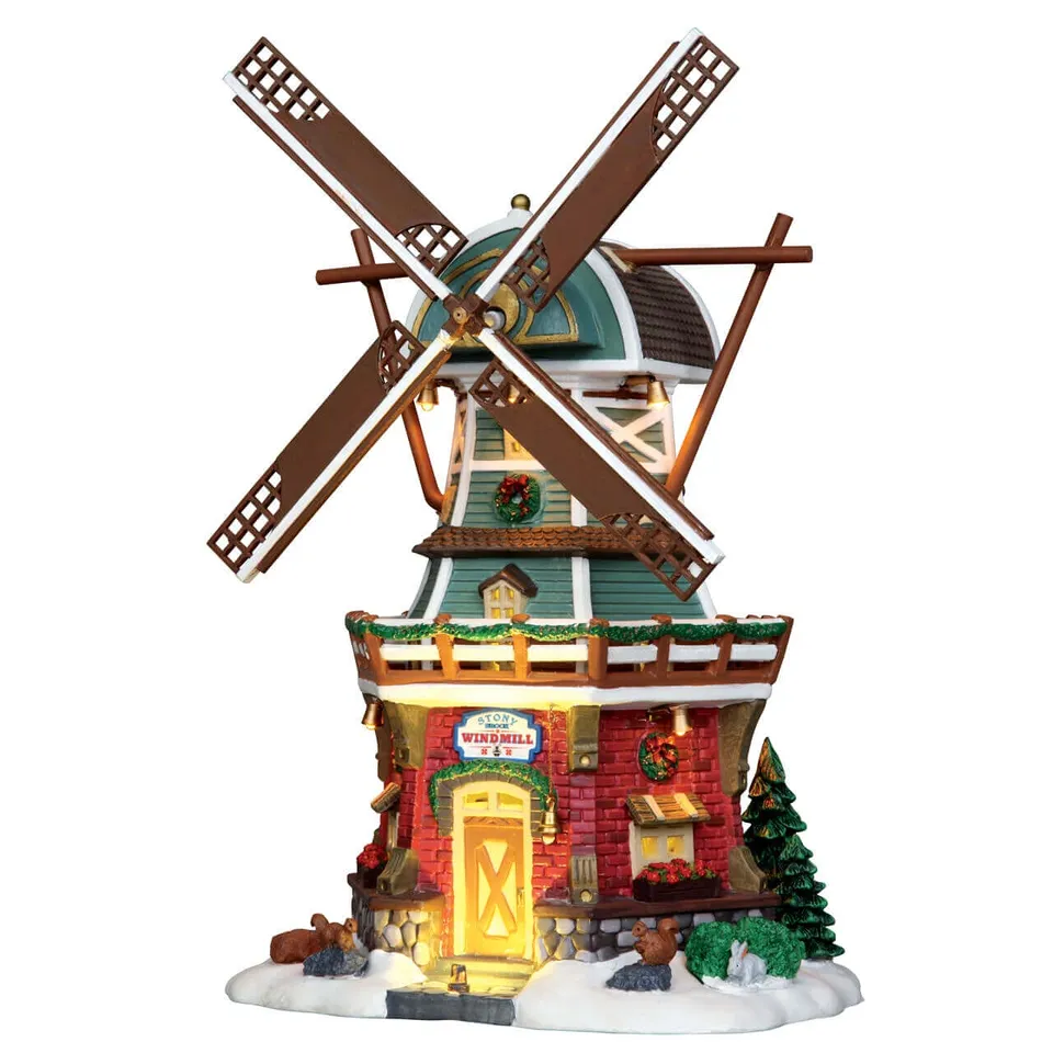 lemax-stony-brook-windmill-moulin-vent-miniature-anim-vail-village image 1