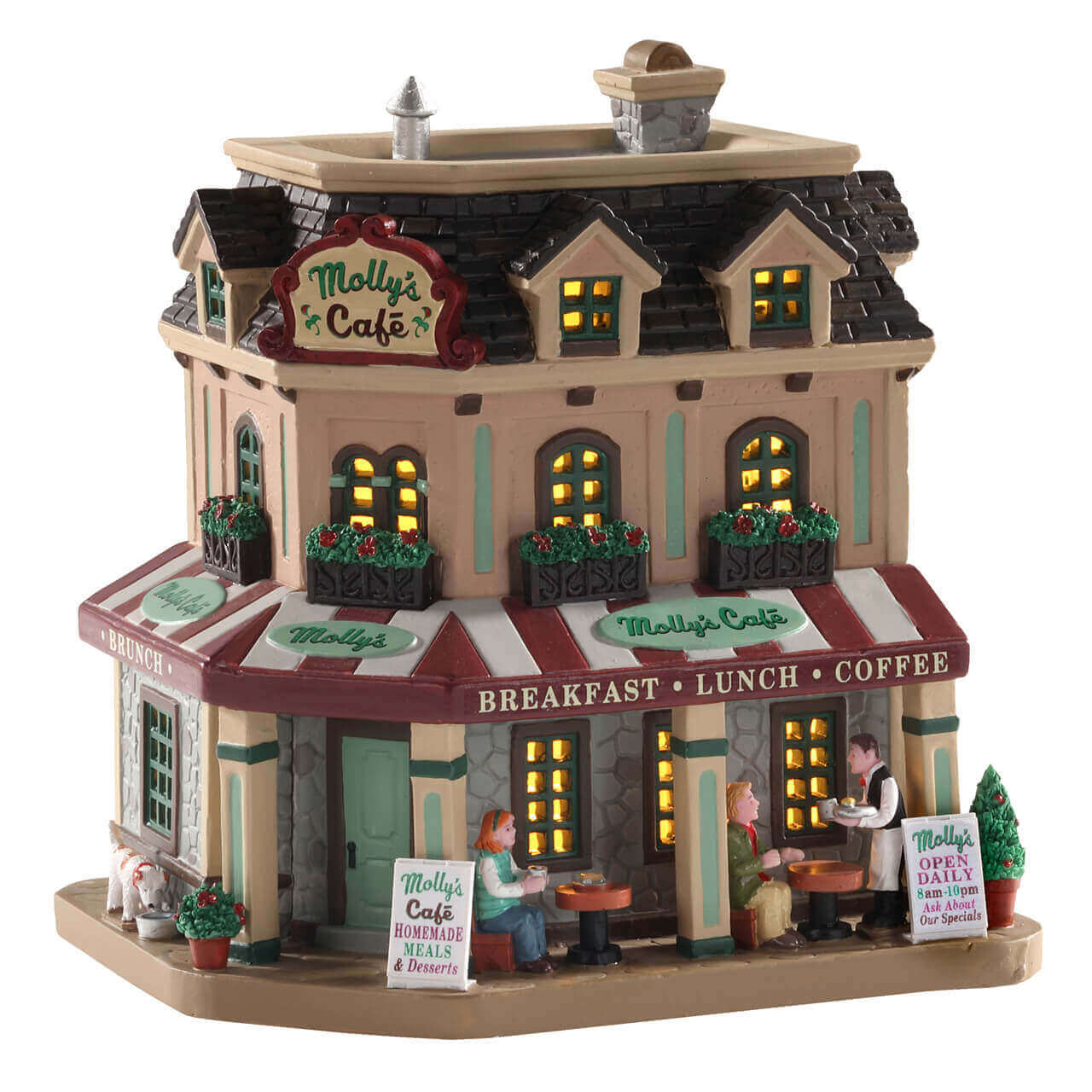 lemax-molly-s-corner-cafe-b-timent-lumineux-village-miniature-caddington image 1