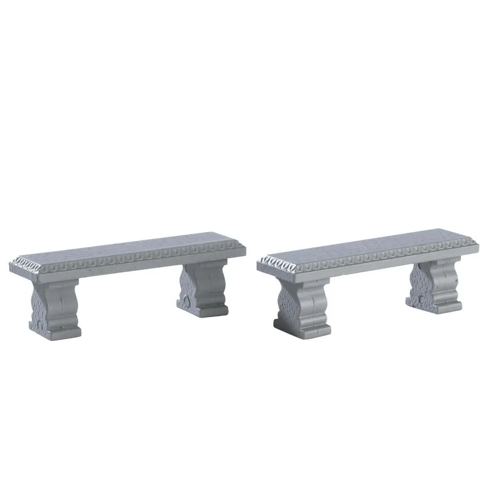lemax-plaza-bench-set-of-2-lot-2-bancs-miniatures-village image 1