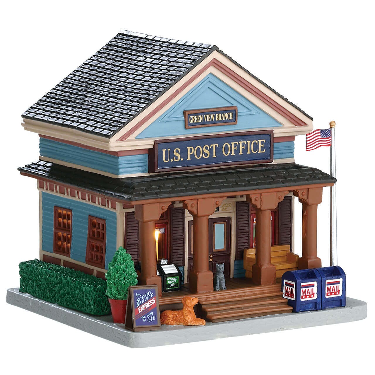 lemax-green-view-post-office-maison-miniature-lumineuse-bureau-de-poste image 1