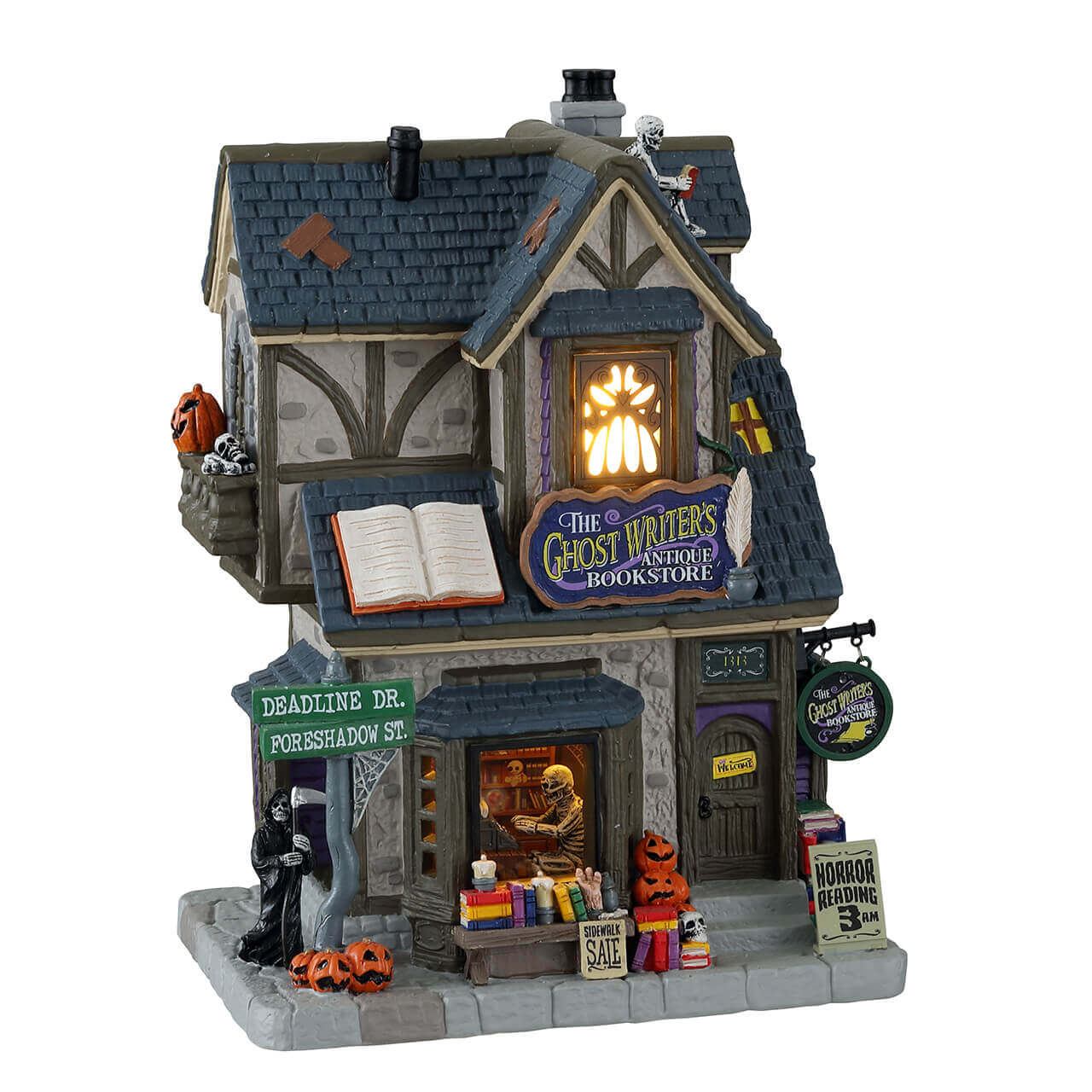 lemax-the-ghost-writer-s-antique-bookstore-librairie-hant-e-lumineuse-spooky-tow image 4
