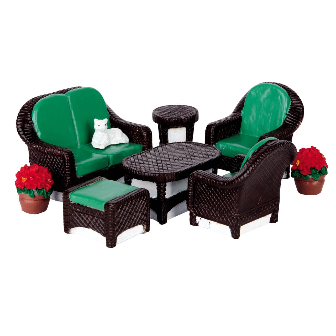 lemax-wicker-lawn-set-lot-de-8-meubles-de-jardin-miniature-osier image 1