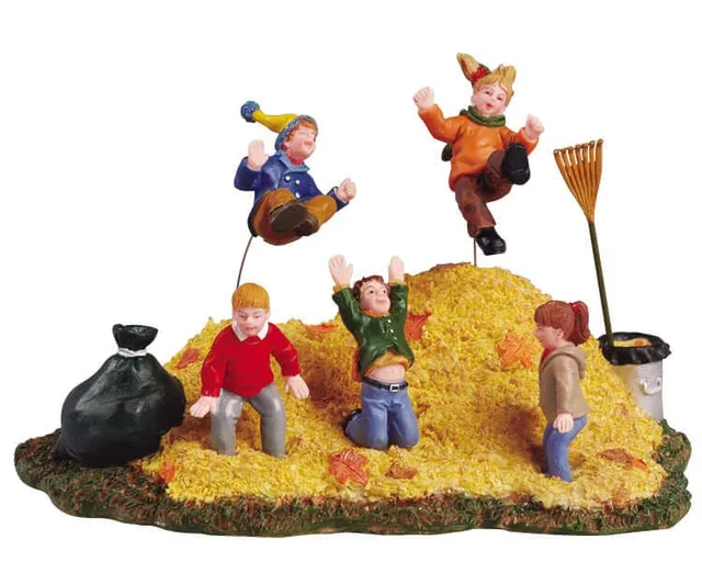 lemax-leafpile-frolic-figurine-jeu-dans-les-feuilles-automne image 1