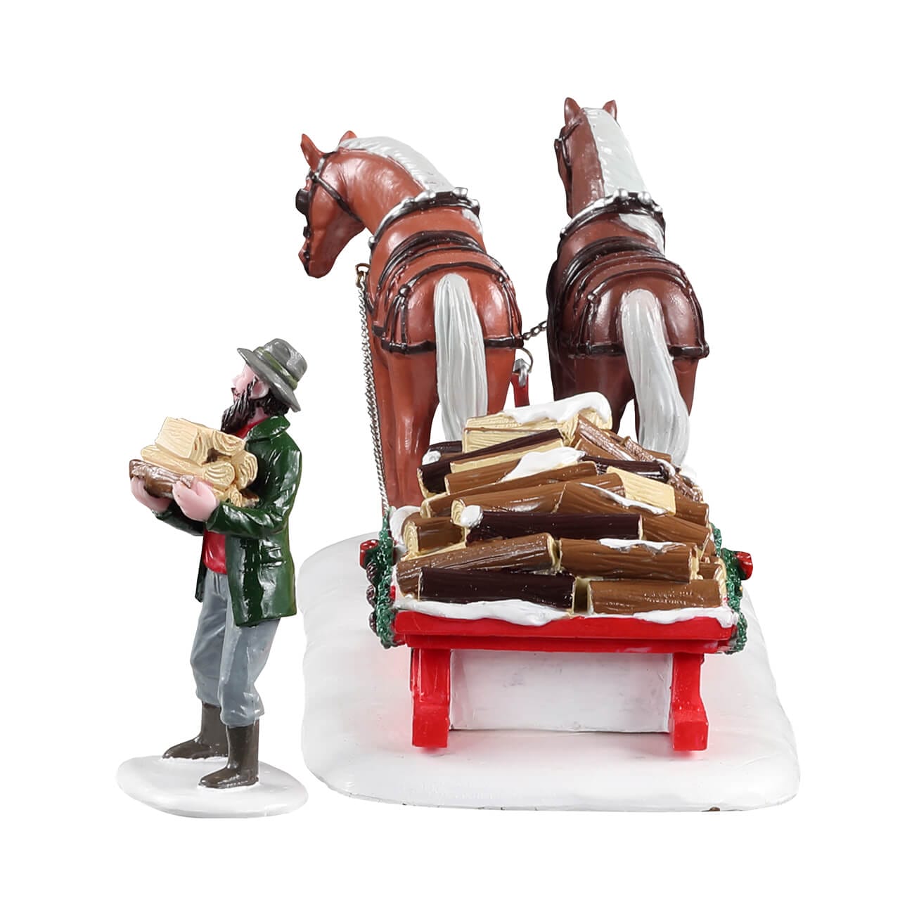 lemax-firewood-delivery-tra-neau-et-chevaux-miniatures-vail-village image 3