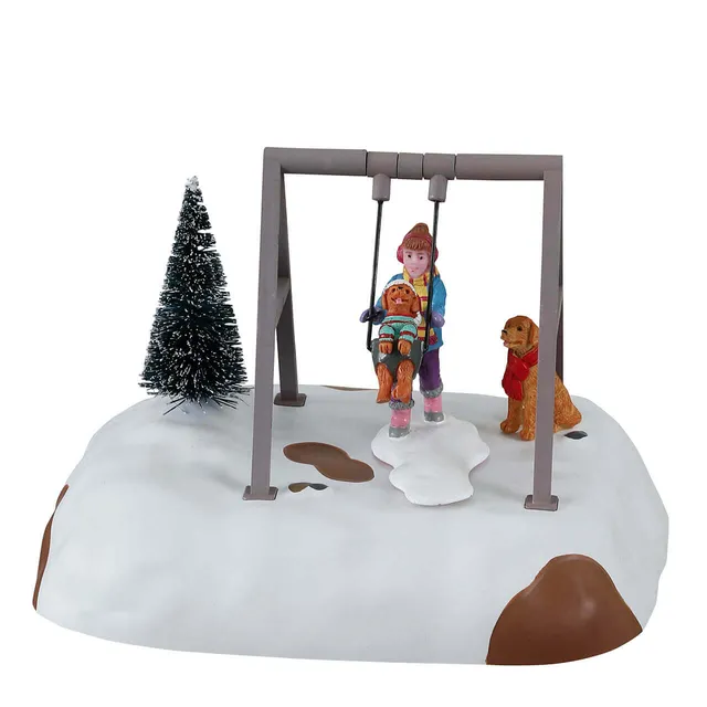 lemax-puppy-gets-a-swing-ride-sc-ne-anim-e-balan-oire image 1