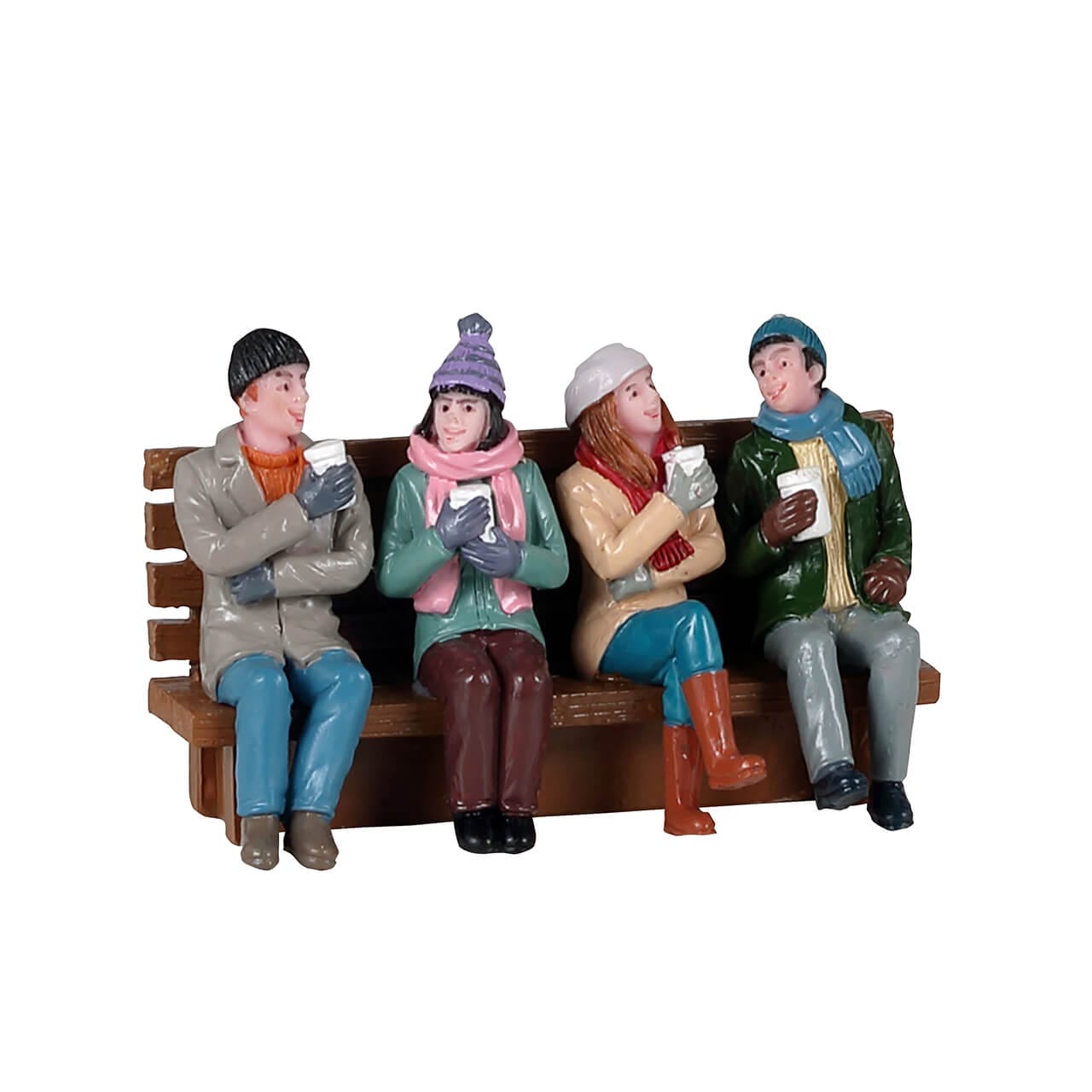 lemax-coffee-and-friends-figurine-4-personnages-sur-banc image 1
