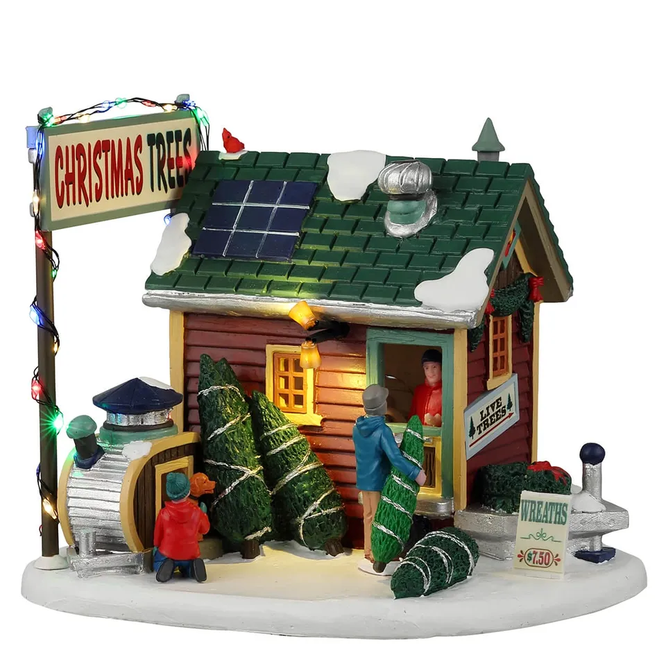 lemax-tiny-house-tree-lot-vail-village-stand-sapins-de-no-l-miniature image 1