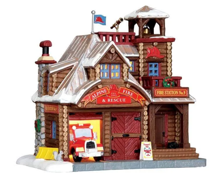 lemax-alpine-fire-station-caserne-de-pompiers-lumineuse image 1
