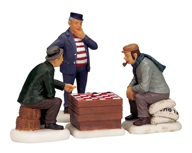 lemax-playing-checkers-figurine-village-miniature-partie-de-dames image 1