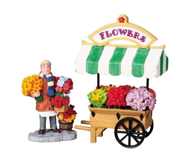 lemax-flower-cart-chariot-de-fleurs-accessoire-village-miniature image 1