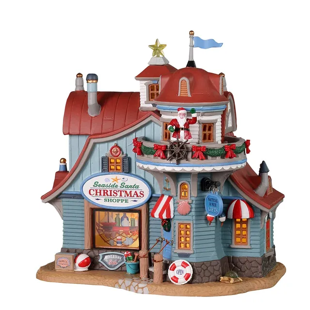 lemax-plymouth-corners-seaside-santa-christmas-shoppe-maison-lumineuse image 1