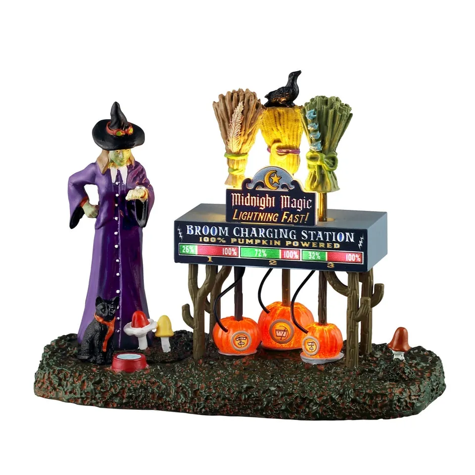 lemax-broom-charging-station-accessoire-village-halloween-spooky-town image 1