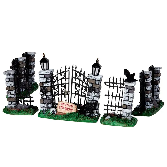 lemax-spooky-iron-gate-and-fence-set-de-5-cl-ture-miniature-halloween image 1