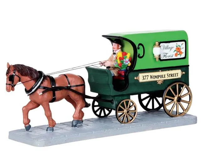 lemax-florist-delivery-wagon-chariot-fleuriste-village-miniature image 1