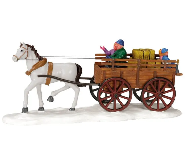 lemax-winter-hay-wagon-chariot-de-foin-d-hiver image 1