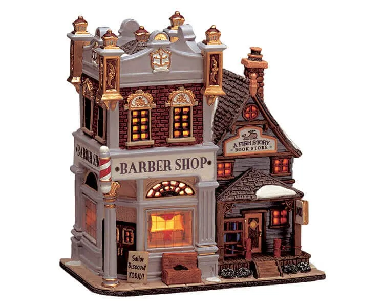 lemax-main-st-barber-shop-boutique-lumineuse-village-de-no-l image 1