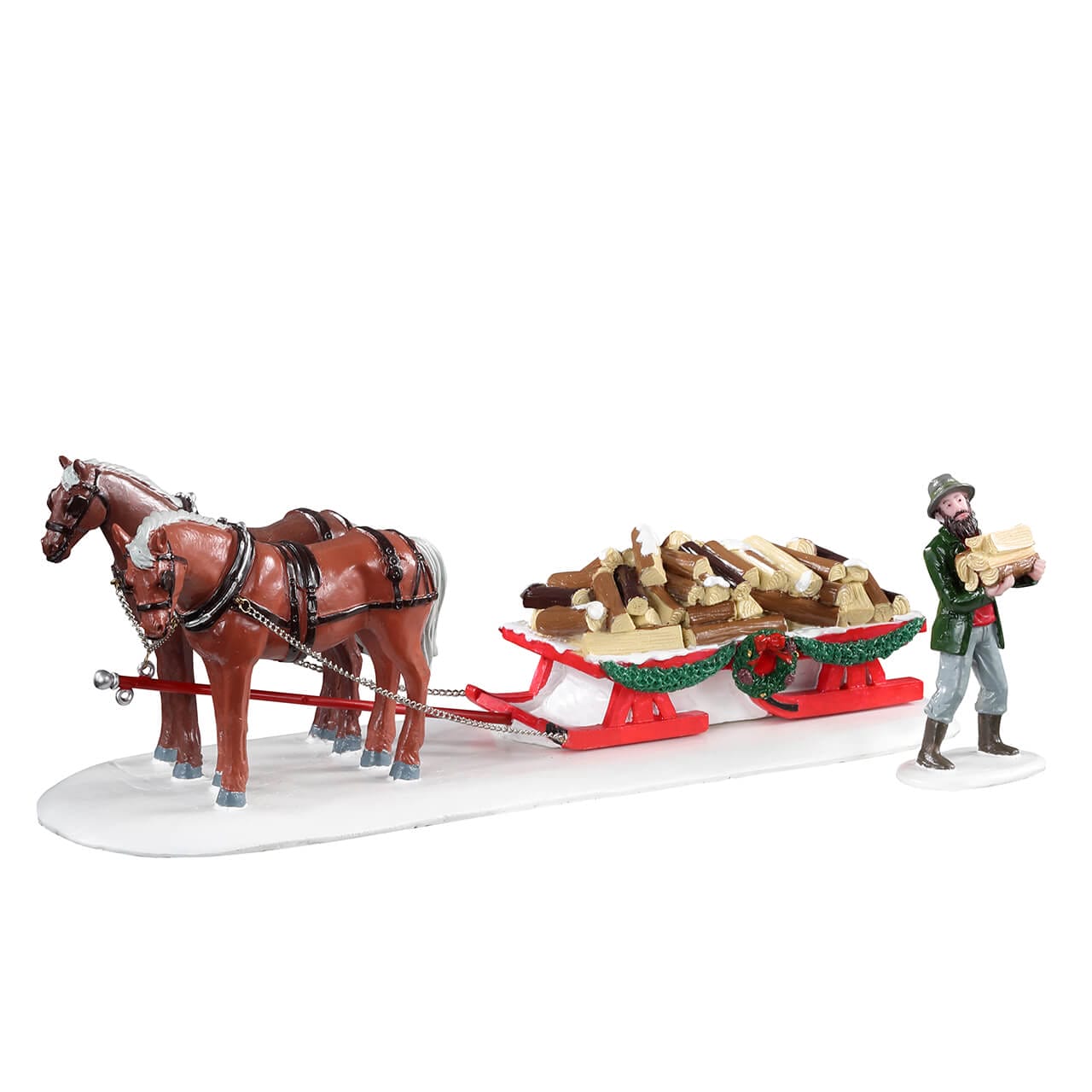 lemax-firewood-delivery-tra-neau-et-chevaux-miniatures-vail-village image 5