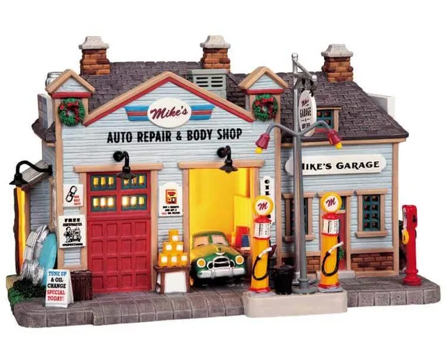 lemax-mike-s-auto-repair-body-shop-b-timent-de-village-miniature image 1