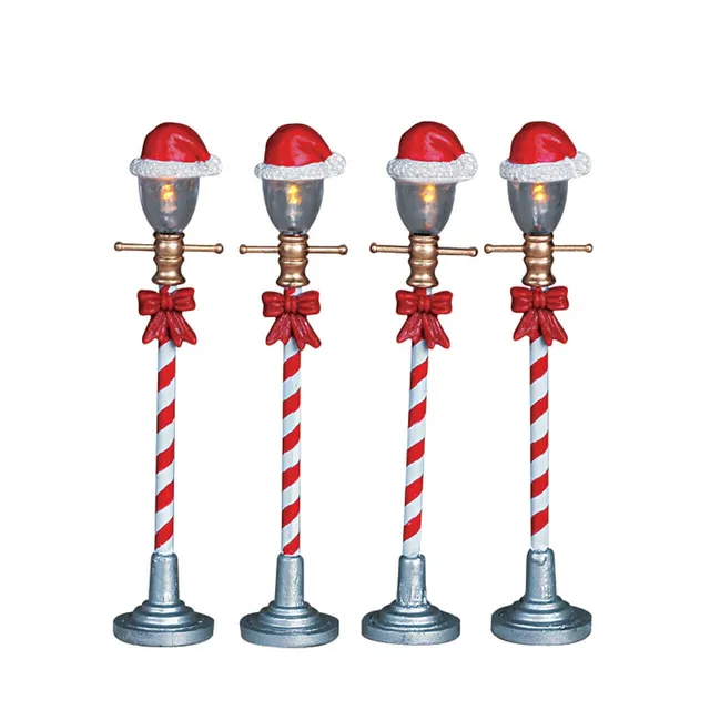 lemax-santa-hat-street-lamp-set-of-4-lot-de-4-lampadaires-de-no-l image 1