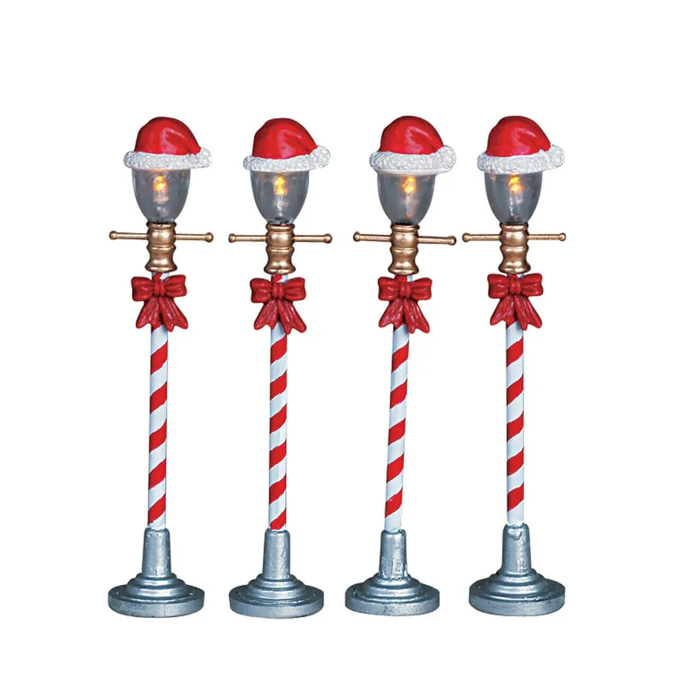 lemax-santa-hat-street-lamp-set-of-4-lot-de-4-lampadaires-de-no-l image 1