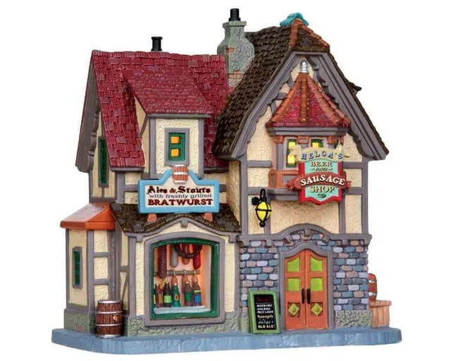 lemax-helga-s-beer-sausage-shop-boutique-miniature-lumineuse image 1