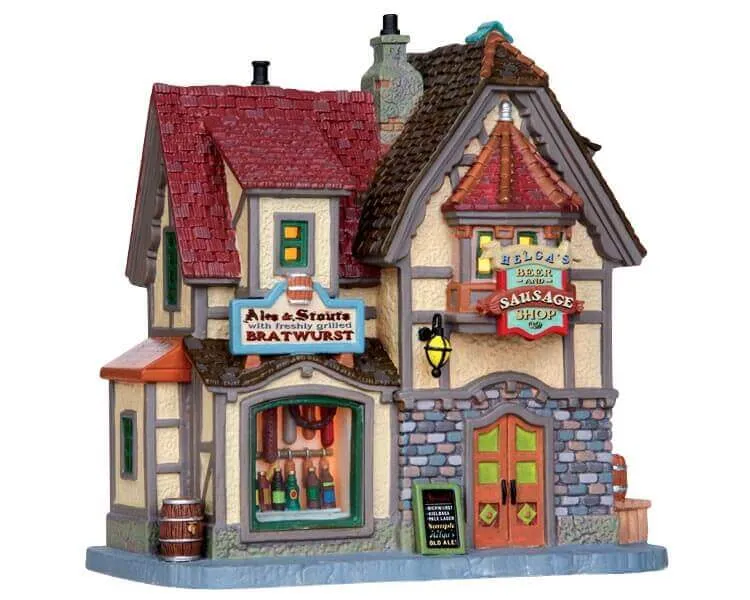lemax-helga-s-beer-sausage-shop-boutique-miniature-lumineuse image 1