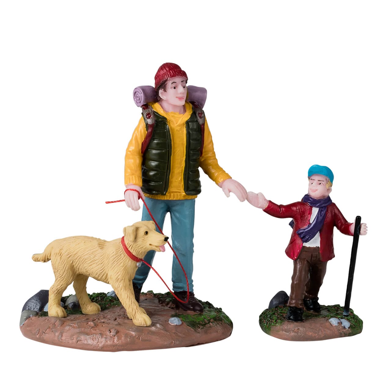 lemax-hiking-buddies-vail-village-figurine-p-re-fils-et-chien image 2